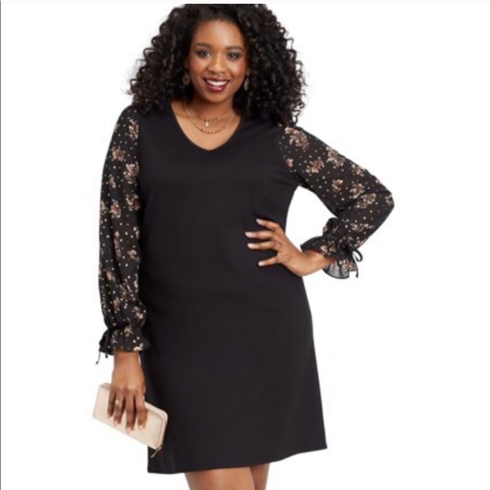 FLORAL CHIFFON SLEEVE DRESS